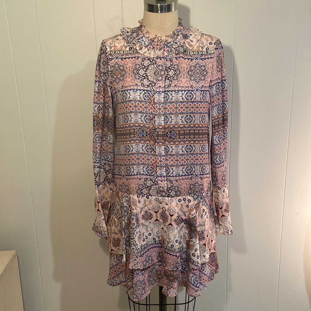 Parker NY printed drop-waist long sleeve dress